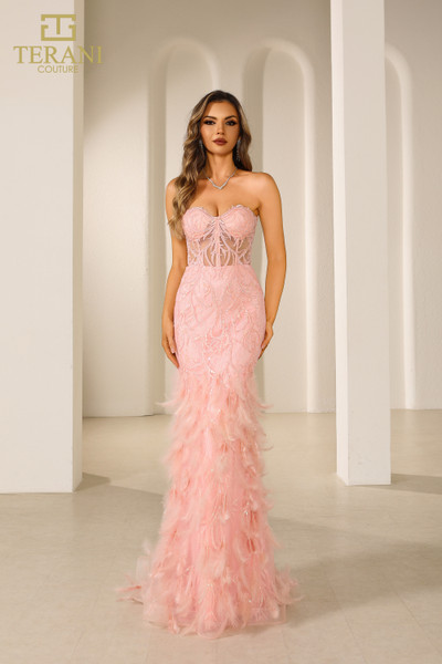 Terani Couture 251P4002 Embroidered Tulle Strapless Dress