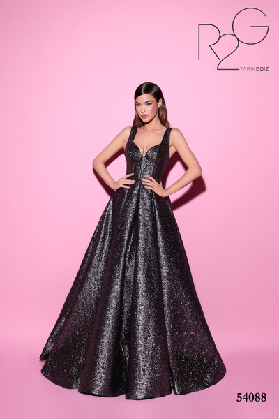 Tarik Ediz 54088 Jacquard Sweetheart Neck Sleeveless Dress