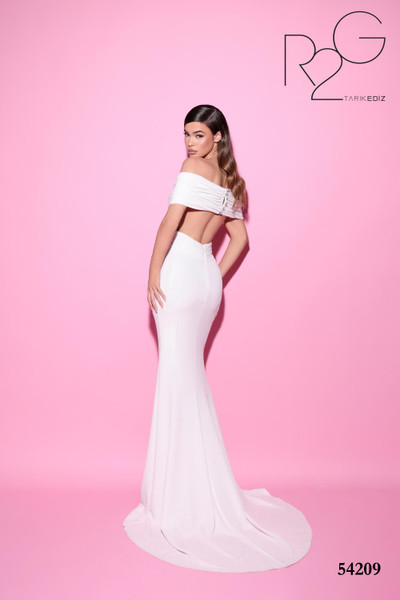 Tarik Ediz 54209 Jersey Off Shoulder Sleeve Fitted Dress
