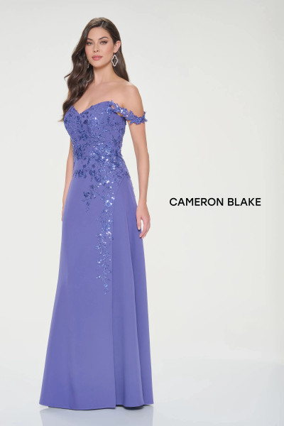 Cameron Blake by Mon Cheri CB211 Crepe Lace Applique Dress Cameron Blake by Mon Cheri CB211 Crepe Lace Applique Dress