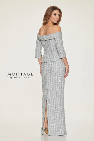 Montage by Mon Cheri M849 Sequin Pongee Lining Long Dress