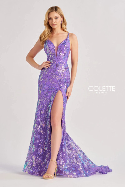 Colette by Daphne CL8430 Stretch Sequin Mesh Tulle Dress