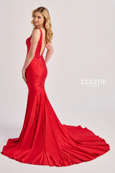 Colette by Daphne CL8475 Stretch Jersey Accent Stones Dress