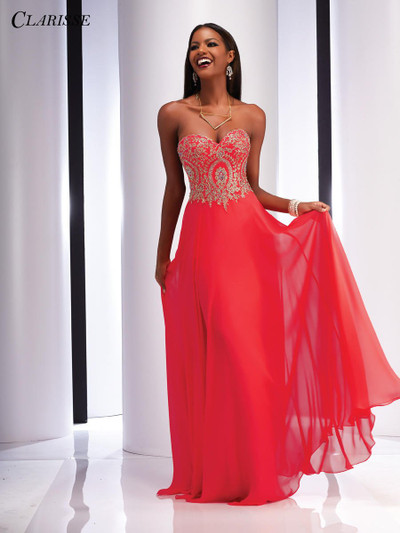 Clarisse 2715 Lace Applique Sweetheart Neck Strapless Dress Clarisse 2715 Lace Applique Sweetheart Neck Strapless Dress