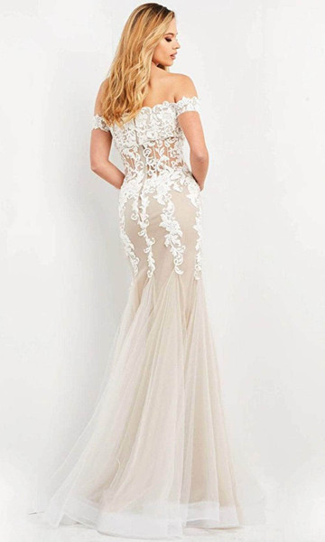 Jovani 02861 Floral Embroidery Off Shoulder Trumpet Gown Jovani 02861 Floral Embroidery Off Shoulder Trumpet Gown