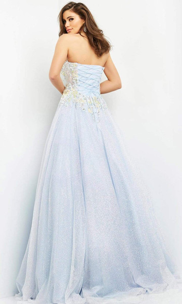 Jovani 06231 Floral Applique Sweetheart Neck Strapless Gown Jovani 06231 Floral Applique Sweetheart Neck Strapless Gown