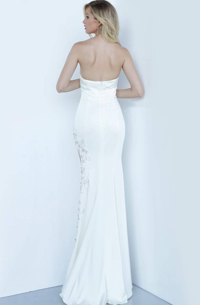 Jovani 65388 Strapless Scoop Neck Beaded Side Slit Long Gown Jovani 65388 Strapless Scoop Neck Beaded Side Slit Long Gown