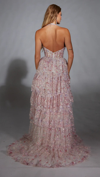 Alyce Paris 61740 Sequin Ruffle Halter Neck Sleeveless Dress