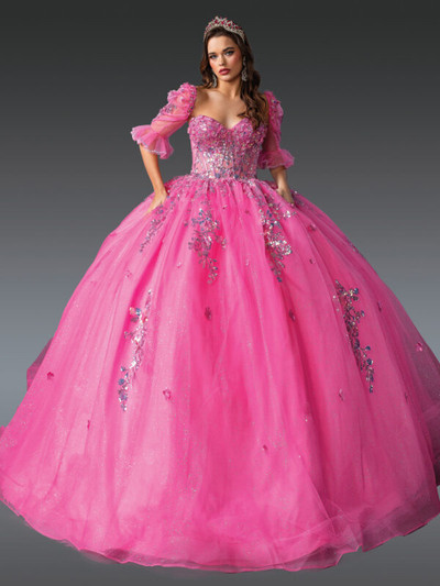 Dancing Queen 1995 Embroidered Floral Quinceanera Long Dress