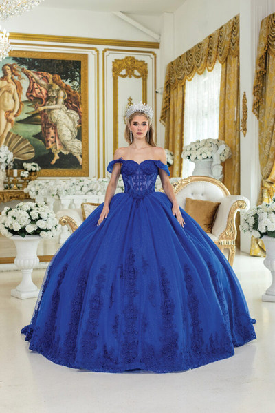 Dancing Queen 5003 Off-the-Shoulder Floral Quinceanera Dress