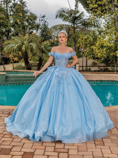Dancing Queen 1888 Off-Shoulder Glitter Quinceanera Dress