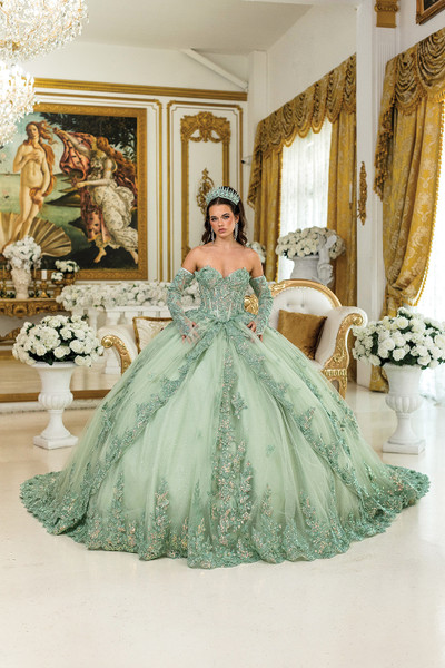 Dancing Queen 5047 Embroidered Lace Corset Quinceanera Dress