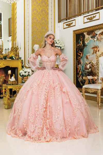 Dancing Queen 5020 Detachable Sheer Sleeve Quinceanera Dress