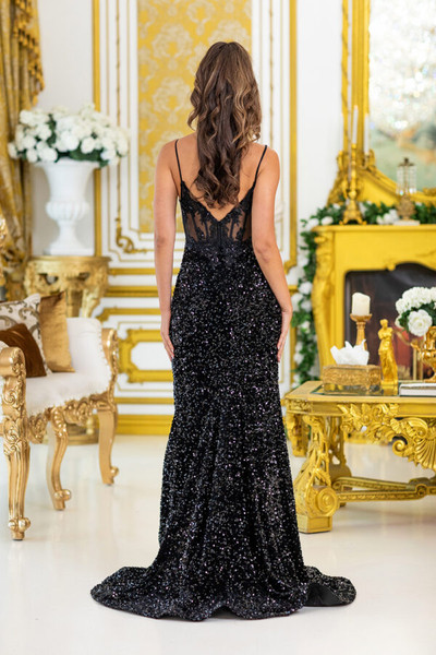 Dancing Queen 4511 Sheer Sequin Beaded Sleeveless Prom Dress