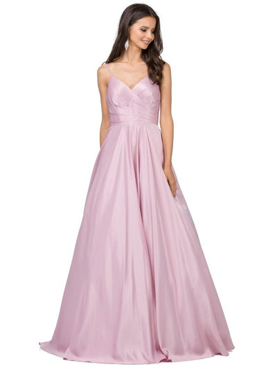 Dancing Queen 2339 Satin Spaghetti Strap V-Neck Prom Dress