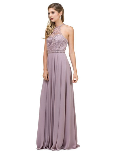 Dancing Queen 2092 Chiffon Embroidery Halter Neck Prom Dress
