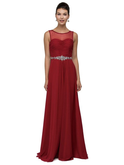 Dancing Queen 9541 Sheer Illusion Neckline Sleeveless Gown