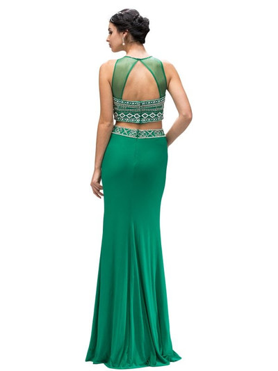 Dancing Queen 9280 Sheer Embroidered Sleeveless Prom Dress