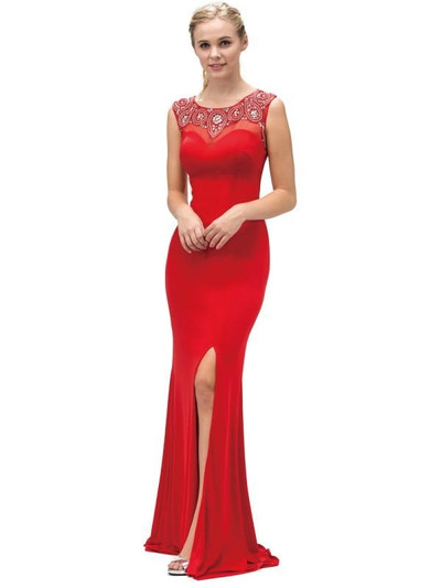 Dancing Queen 9249 Embellish Illusion Neck Sleeveless Dress