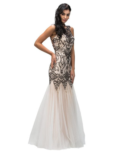 Dancing Queen 9294 Sheer Overlay Embroidered Sleeveless Gown