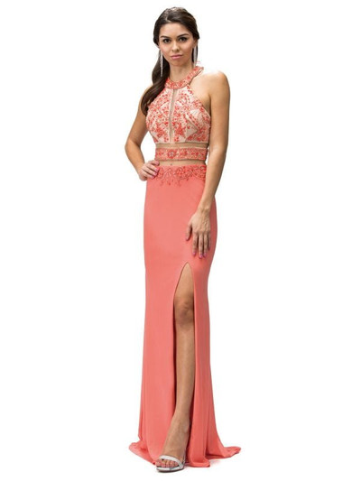 Dancing Queen 9188 Embroidered Sleeveless Side Slit Gown