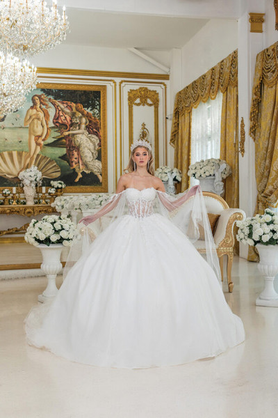 Dancing Queen 0294 Sheer Corset Sweetheart Neck Bridal Dress