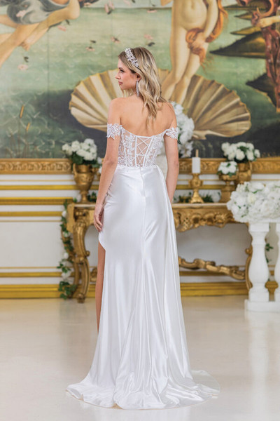 Dancing Queen 0289 Floral Lace Off-Shoulder Wedding Dress