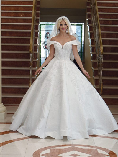 Dancing Queen 0158 Sequined Lace Applique Wedding Dress