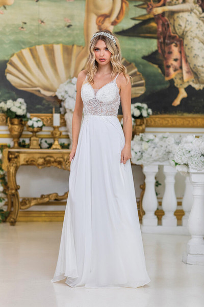 Dancing Queen 4500 Sheer Lace Bodice Sleeveless Prom Dress