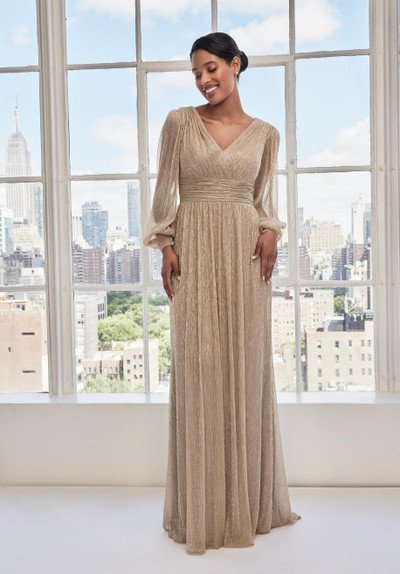 Morilee MGNY 73111 Metallic Knit Bishop Long Sleeves Gown Morilee MGNY 73111 Metallic Knit Bishop Long Sleeves Gown