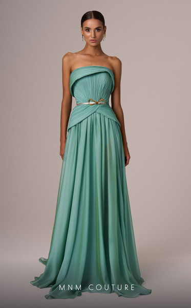 MNM Couture E0082 Chiffon Strapless Pleating A-Line Dress MNM Couture E0082 Chiffon Strapless Pleating A-Line Dress