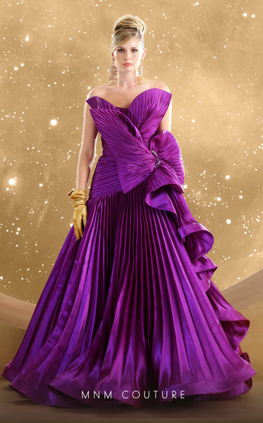 MNM Couture F02867 Taffeta Long Organza Strapless Dress MNM Couture F02867 Taffeta Long Organza Strapless Dress