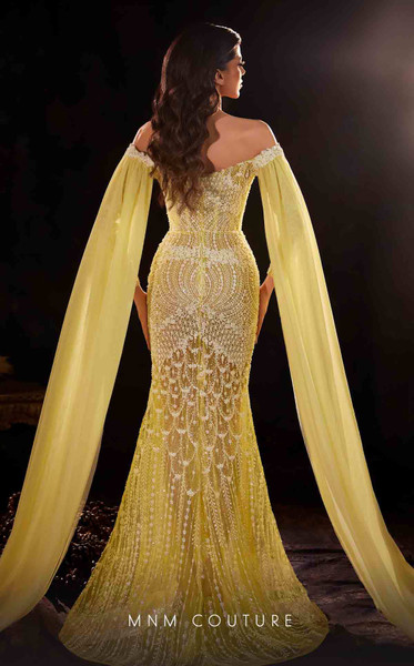 MNM Couture K4249 Mesh Beads Embroidered Cape Sleeves Dress MNM Couture K4249 Mesh Beads Embroidered Cape Sleeves Dress