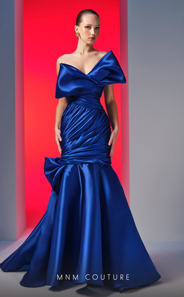 MNM Couture N0611 Satin Organza Strapless Pleating Dress