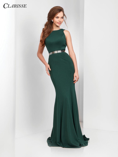 Clarisse 3482 Jewel Neckline Sleeveless Bodice Long Dress
