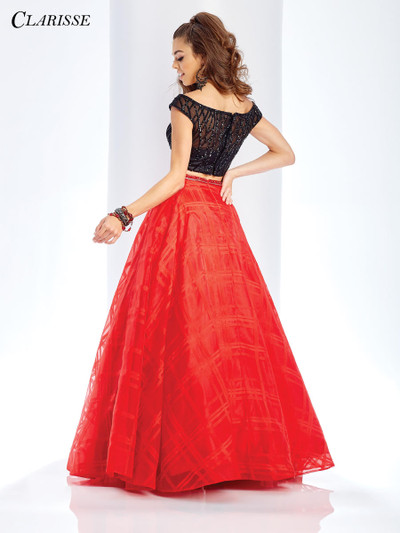 Clarisse 3580 Beaded Top Bateau Neckline Two-piece Gown