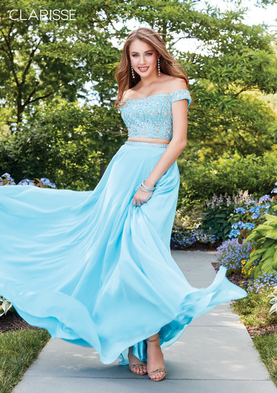 Clarisse 4938 Chiffon Off Shoulder Two-Piece A-line Dress Clarisse 4938 Chiffon Off Shoulder Two-Piece A-line Dress