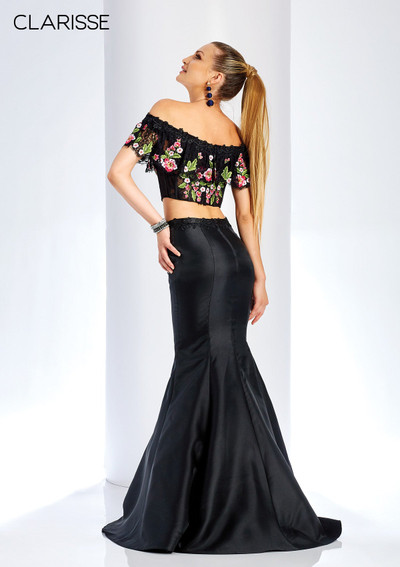 Clarisse 4955 Mikado Lace Off the Shoulder Two Piece Dress