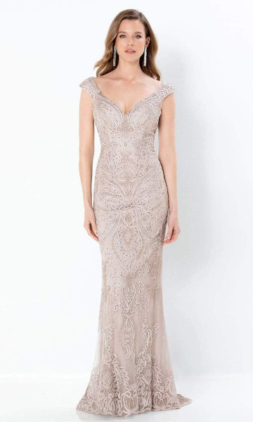 Montage by Mon Cheri 220934 Cap Sleeve Beaded Sheath Gown