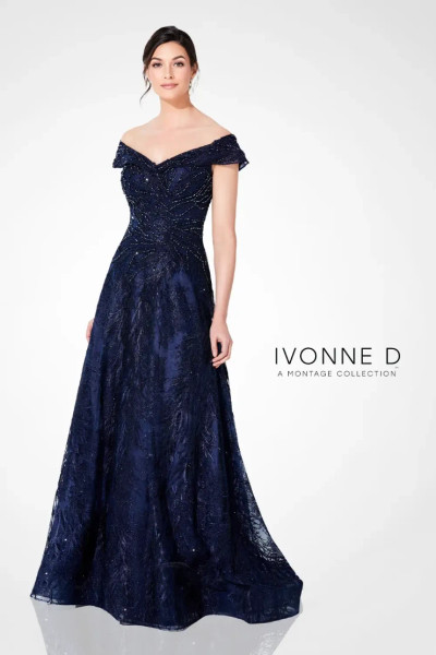 Ivonne D by Mon Cheri 220D24 Embroidery Off-Shoulder Dress