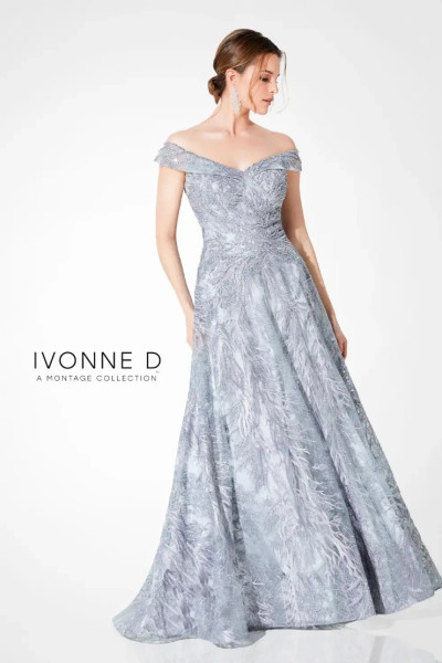 Ivonne D by Mon Cheri 220D24 Embroidery Off-Shoulder Dress Ivonne D by Mon Cheri 220D24 Embroidery Off-Shoulder Dress