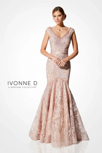 Ivonne D by Mon Cheri 221D53 Beading Lace Cap Sleeve Dress