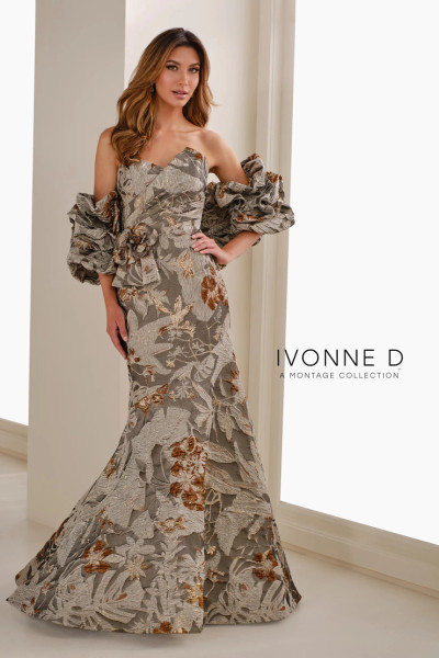 Ivonne D by Mon Cheri ID1405 Brocade Strapless Long Dress Ivonne D by Mon Cheri ID1405 Brocade Strapless Long Dress