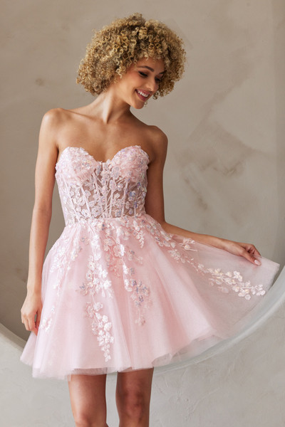 Amelia Couture BZ9024S Sweetheart Neck Strapless Short Dress