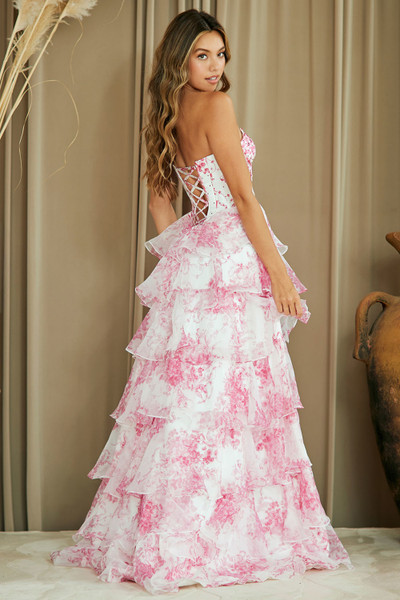 Amelia Couture 2060 Print Sweetheart Bodice Strapless Dress
