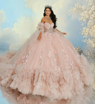 Princesa by Ariana Vara PR30209 Glitter Tulle Long Ball Gown