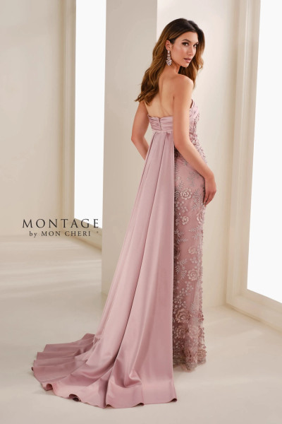 Montage by Mon Cheri M3110 Crepe Satin Curved Neck Dress