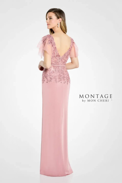 Montage by Mon Cheri M512 Crepe V-Neck Sleeveless Long Dress