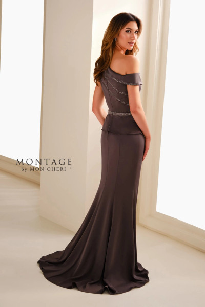 Montage by Mon Cheri M3107 Crepe Asymmetric Neck Long Dress Montage by Mon Cheri M3107 Crepe Asymmetric Neck Long Dress