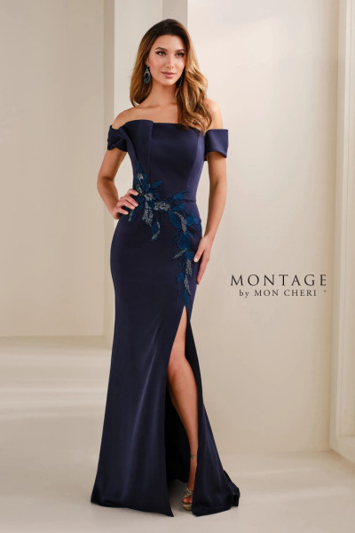 Montage by Mon Cheri M3113 Crepe Off-Shoulder Sheath Dress